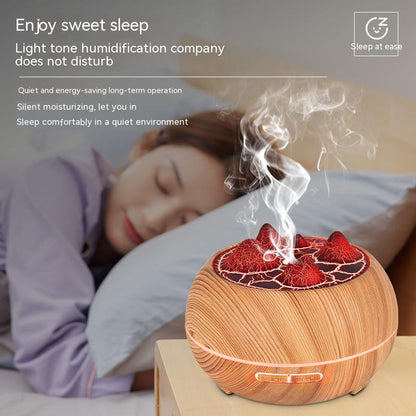 Flame Atmosphere Wood Grain Humidifier – USB Aromatherapy Diffuser with Remote Control & Anion Air Purifier