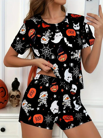Women’s Summer Pajamas Set – Short Sleeve Cardigan Loungewear with Shorts