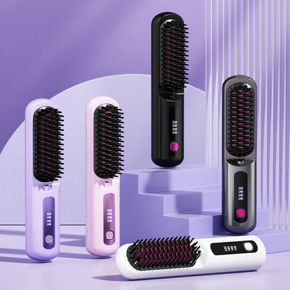 Wireless Anion Portable Straight Comb – Safe Hair Straightener Brush with USB Charging