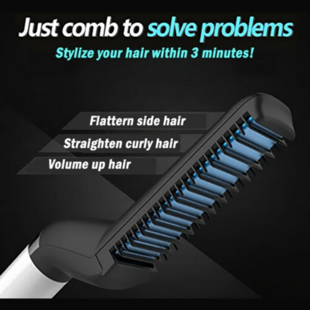 Electric Hair Straightener Brush – Men’s Quick Beard Styler Comb & Multifunctional Hair Straightening Tool