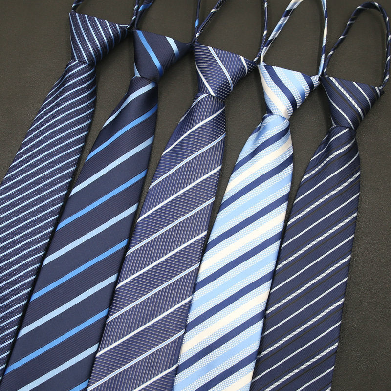 Men’s Formal Business Zipper Tie – Striped Jacquard Knot-Free Necktie