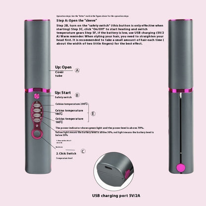 Wireless Charging Portable Hair Straightener – Rechargeable Mini Flat Iron for Travel & Daily Use