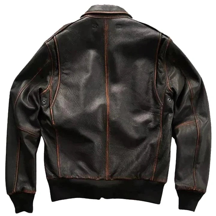 Vintage RAF Brown Leather Bomber Jacket Men