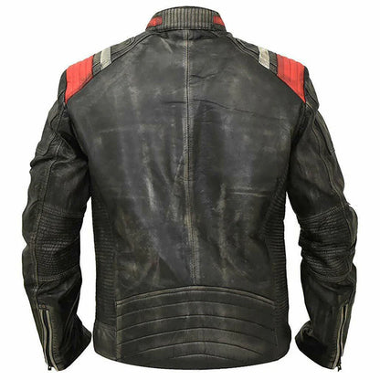 Men’s Black Leather Café Racer Vintage Retro Distressed Jacket – UK