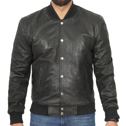 Soft Sheepskin Front Zipped Bomber Jacket for Men’s Fashion – UK