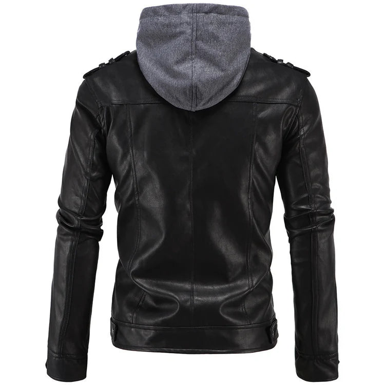 Black Real Lambskin Biker Jacket with Fleece Hood UK