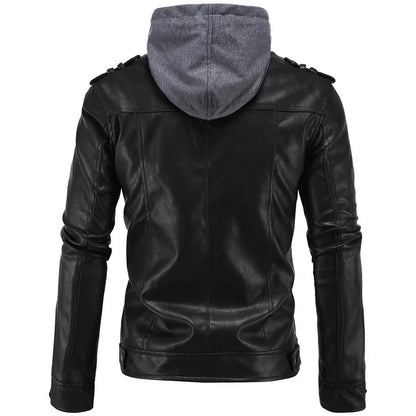 Black Real Lambskin Biker Jacket with Fleece Hood UK