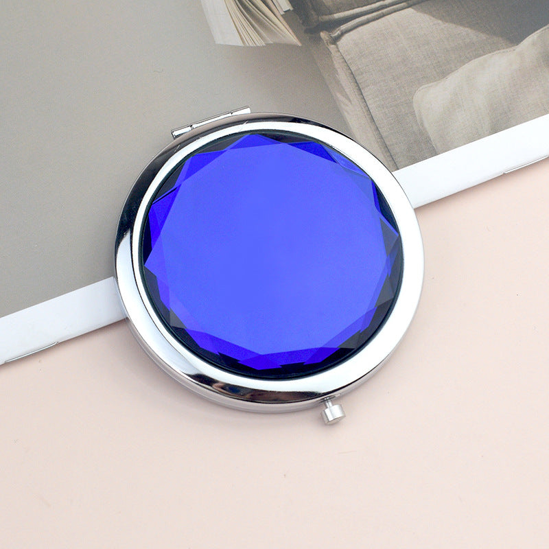 Folding Double-Sided Crystal Mirror – Portable Compact Makeup Mirror for Travel & Daily Use