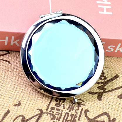 Folding Double-Sided Crystal Mirror – Portable Compact Makeup Mirror for Travel & Daily Use