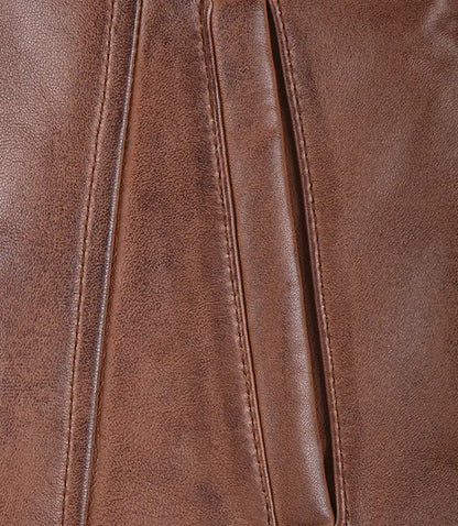 Women's Tall Real Leather Cognac Coat - 3/4 Length Coat