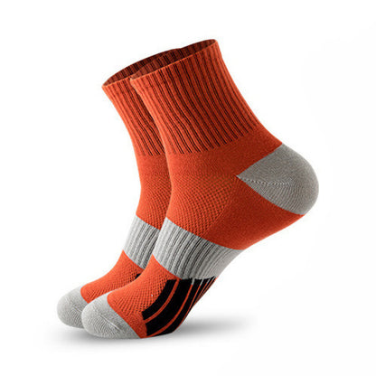 Men’s Middle Tube Cotton Sports Socks – Color Matching Basketball Non-Slip Breathable