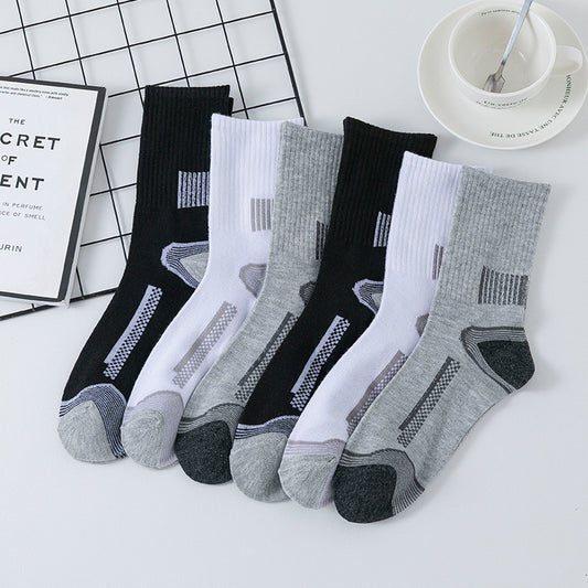 Men’s Stripe Sports Long Socks – Breathable Sweat-Absorbent Mid-Calf Socks
