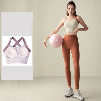 Training Shockproof Sports Bra – Women’s Fixed Cup High Support Workout Top