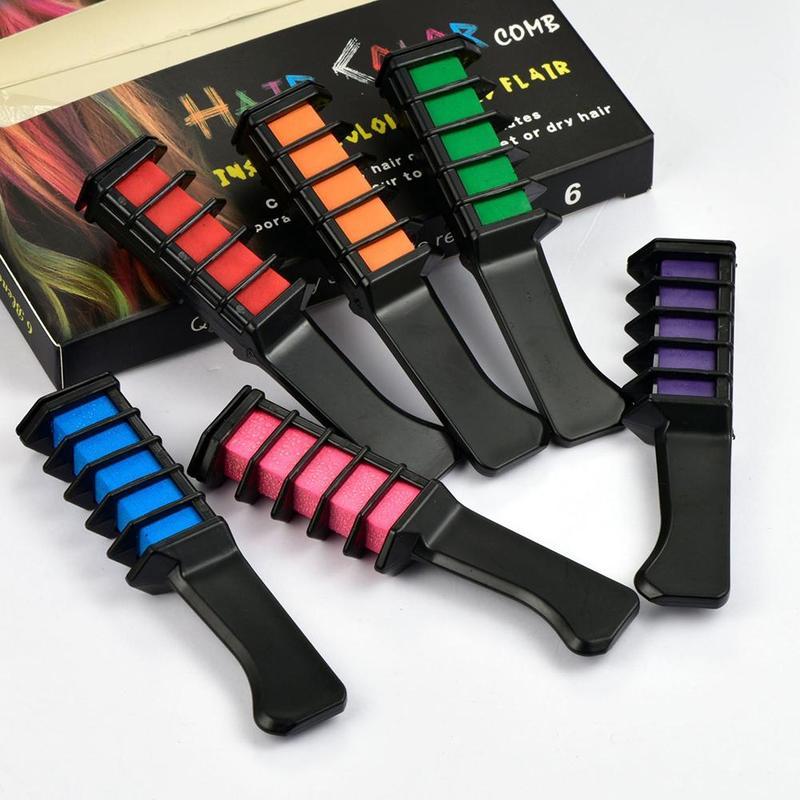 Mini Disposable Hair Color Chalk Comb – Temporary Crayon Dye with Brush for Parties & Cosplay