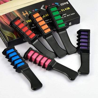 Mini Disposable Hair Color Chalk Comb – Temporary Crayon Dye with Brush for Parties & Cosplay