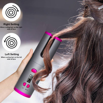Wireless USB Rechargeable Curling Iron – Multifunctional Automatic Hair Curler with 6 Heat Settings