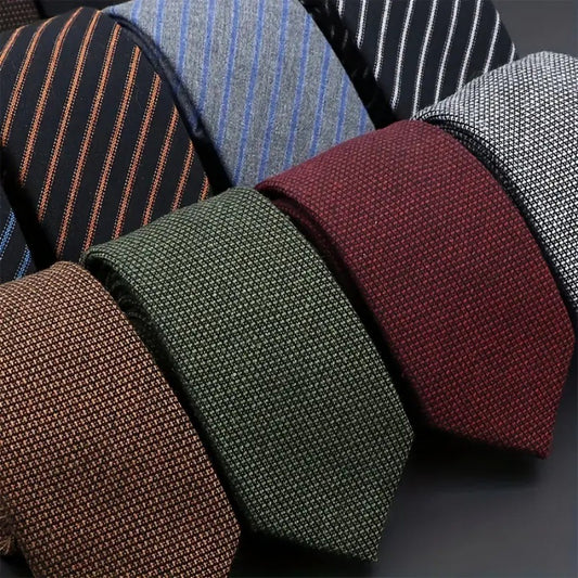 Men’s Business Fashion Tie – Thickened Sanded Fabric Striped & Solid Color Necktie