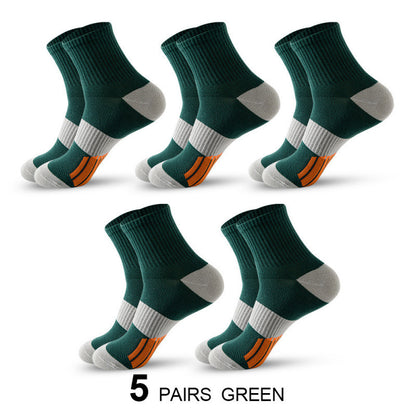 Men’s Middle Tube Cotton Sports Socks – Color Matching Basketball Non-Slip Breathable