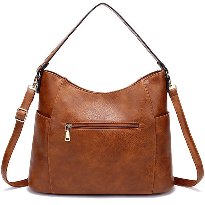 Luxury Women’s Leather Handbag – Large Capacity Messenger Bag, Vintage PU Shoulder Tote with Tassel Design