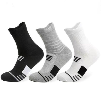 Men’s Thick Towel Bottom Sports Socks – Quick-Dry Mid-Calf & Short Running Socks
