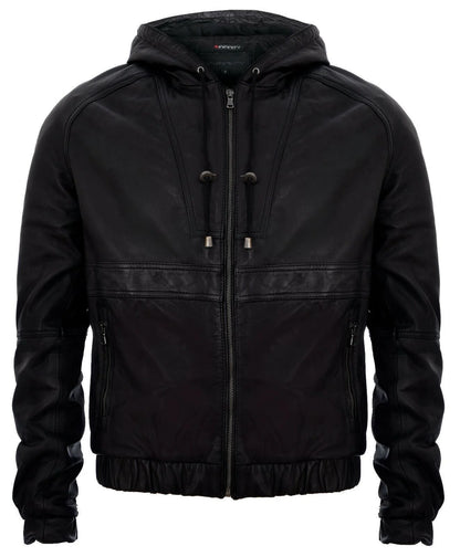 Men’s Casual Leather Hooded Bomber Jacket Odesa | Nappa Lamb Leather