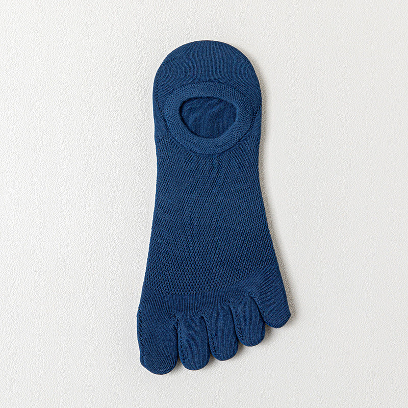Men’s Thin Mesh Five Finger Invisible Socks – Breathable Cotton No-Show Socks