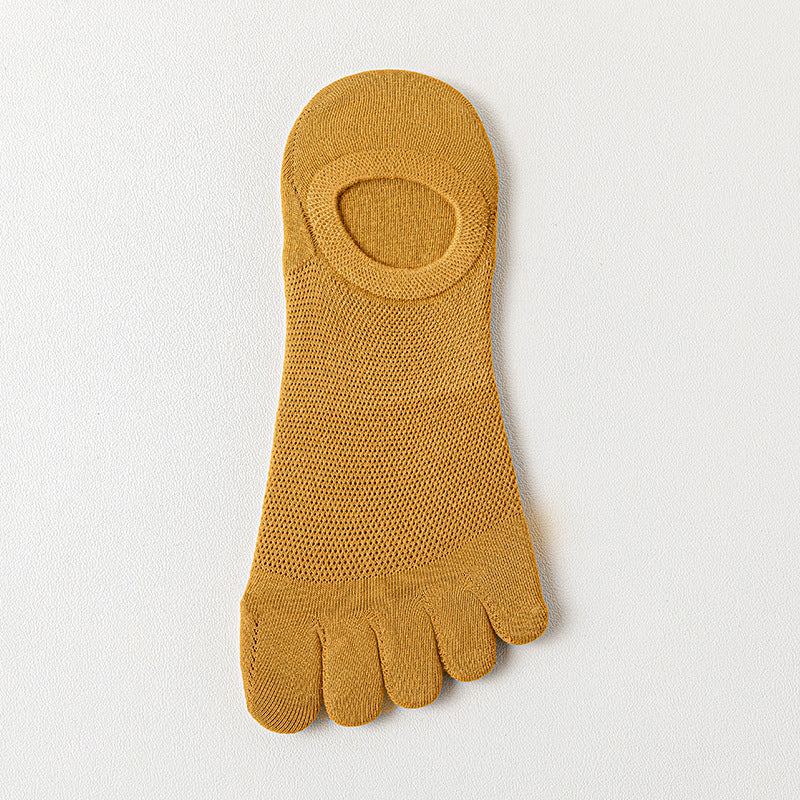 Men’s Thin Mesh Five Finger Invisible Socks – Breathable Cotton No-Show Socks