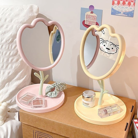Tulip Vanity Mirror – Cute Cartoon Desktop Makeup Mirror for Dorm, Office & Bedroom