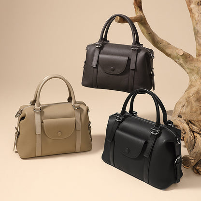 New Genuine Leather Ladies’ Handbag – Versatile Fashion Shoulder Bag with Lock Design