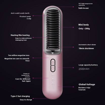 Wireless Portable Straight Comb with 60 Million Anion Hair Care