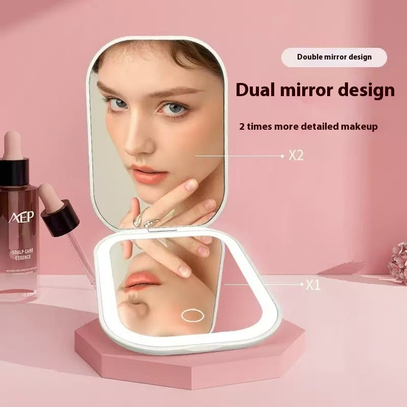 Ultra-Thin Foldable LED Makeup Mirror – Portable HD Cosmetic Mirror with 3-Color Light