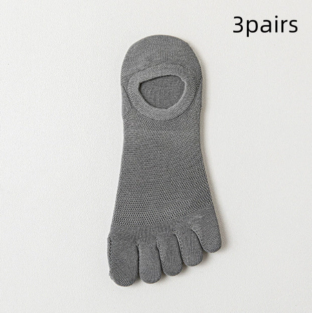 Men’s Thin Mesh Five Finger Invisible Socks – Breathable Cotton No-Show Socks