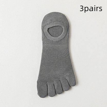 Men’s Thin Mesh Five Finger Invisible Socks – Breathable Cotton No-Show Socks