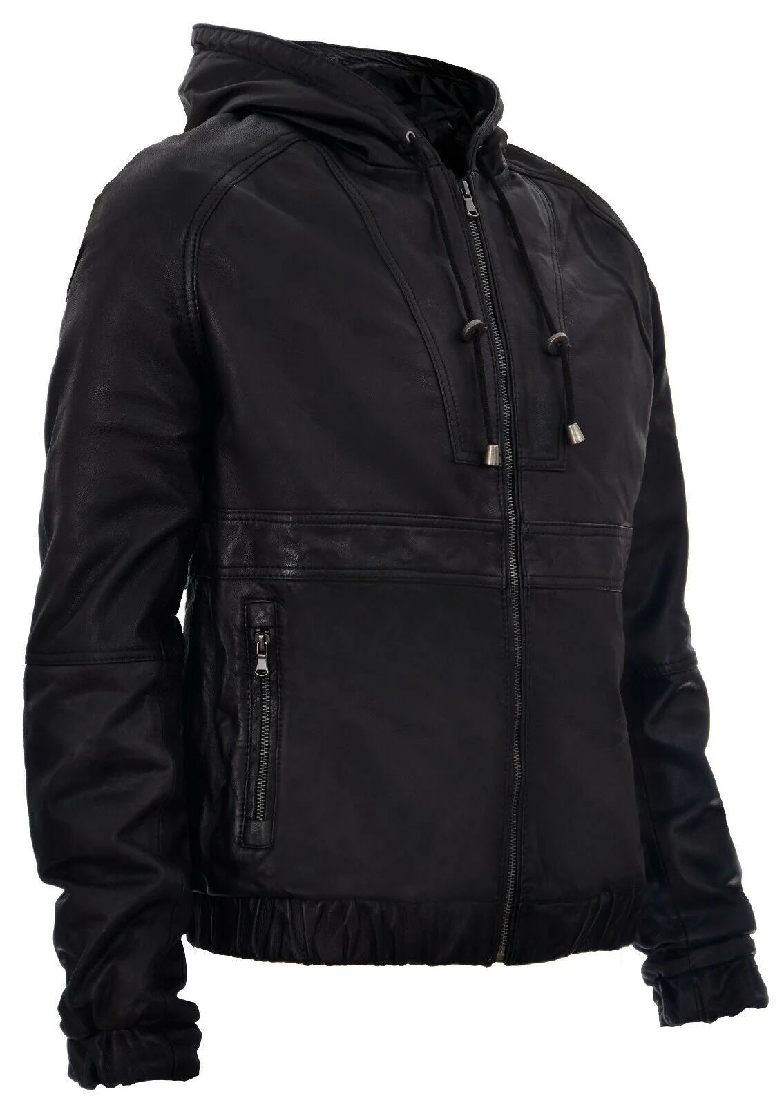 Men’s Casual Leather Hooded Bomber Jacket Odesa | Nappa Lamb Leather