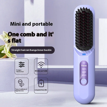 Wireless Hair Straightener Comb with Adjustable Anion Technology – Portable Rechargeable Styling Tool