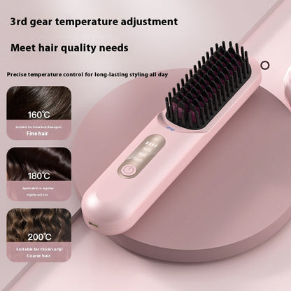 Wireless Hair Straightener Comb with Adjustable Anion Technology – Portable Rechargeable Styling Tool