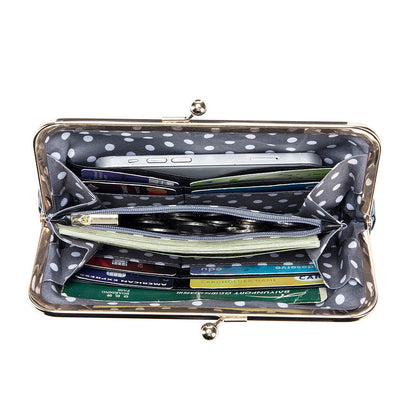 European & American Retro Genuine Leather Long Clutch Wallet – Vintage Oil Wax Clip Bag