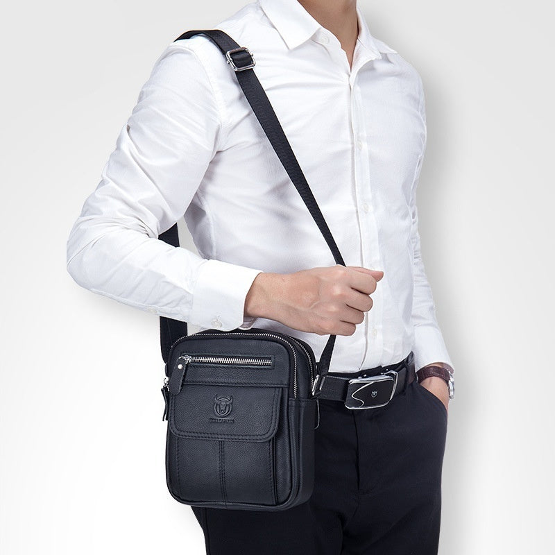 Men’s Mini Leather Crossbody Shoulder Bag – Genuine Cowhide Small Cash & Travel Purse