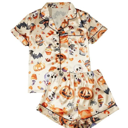 Women’s Summer Pajamas Set – Short Sleeve Cardigan Loungewear with Shorts