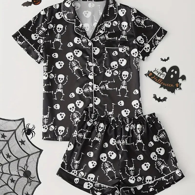 Women’s Summer Pajamas Set – Short Sleeve Cardigan Loungewear with Shorts