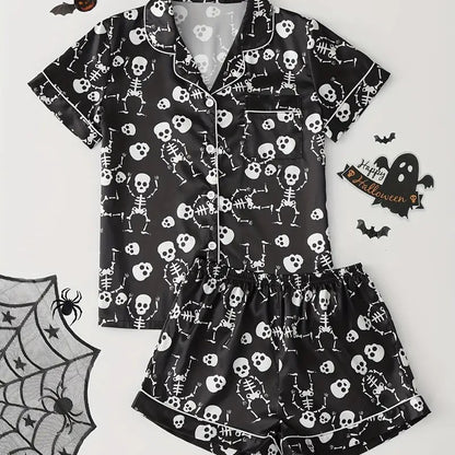 Women’s Summer Pajamas Set – Short Sleeve Cardigan Loungewear with Shorts