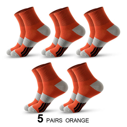 Men’s Middle Tube Cotton Sports Socks – Color Matching Basketball Non-Slip Breathable