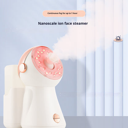 Facial Steamer with 7-Color Light – Nano Ionic Spray Hydrating Hot Mist Humidifier