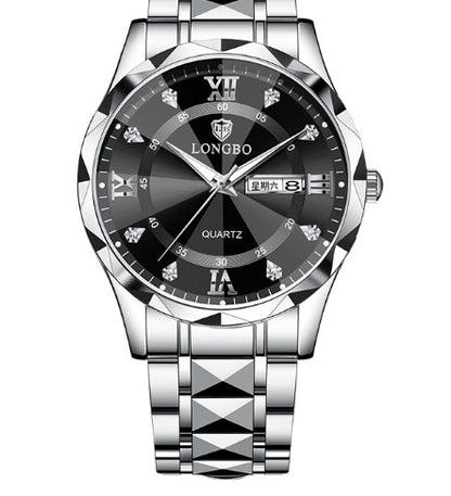 Waterproof Luminous Dual Calendar Watch – Men’s Business Stainless Steel Wristwatch