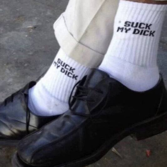 Men's Casual White Letter Cotton Socks – Breathable Mid-Calf Jacquard