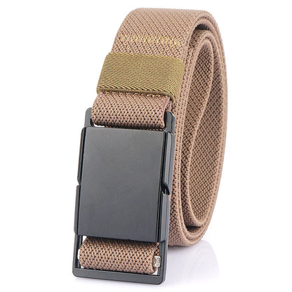 Men’s Casual Belt with Metal Magnetic Buckle – All-Matching Polyester Fiber Jeans Belt