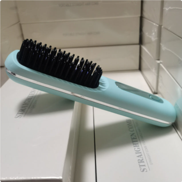 2-In-1 Wireless Hair Straightener Brush – Portable Fast Heating Comb & Hot Curler, USB Rechargeable
