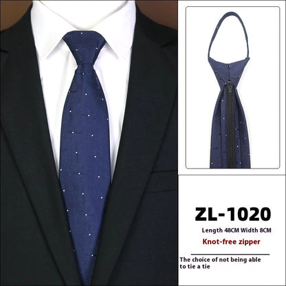 Men’s Formal Business Zipper Tie – Striped Jacquard Knot-Free Necktie