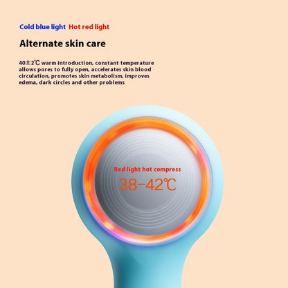Hot & Cold Facial Cleanser – Red & Blue Light Therapy Electric Face Cleaning Device