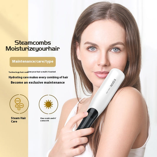 Golden Rice Steam Hair Straightener Comb – Hydrating Anti-Frizz Moisturizing Styler